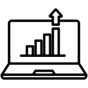 Icon of growth chart on a laptop